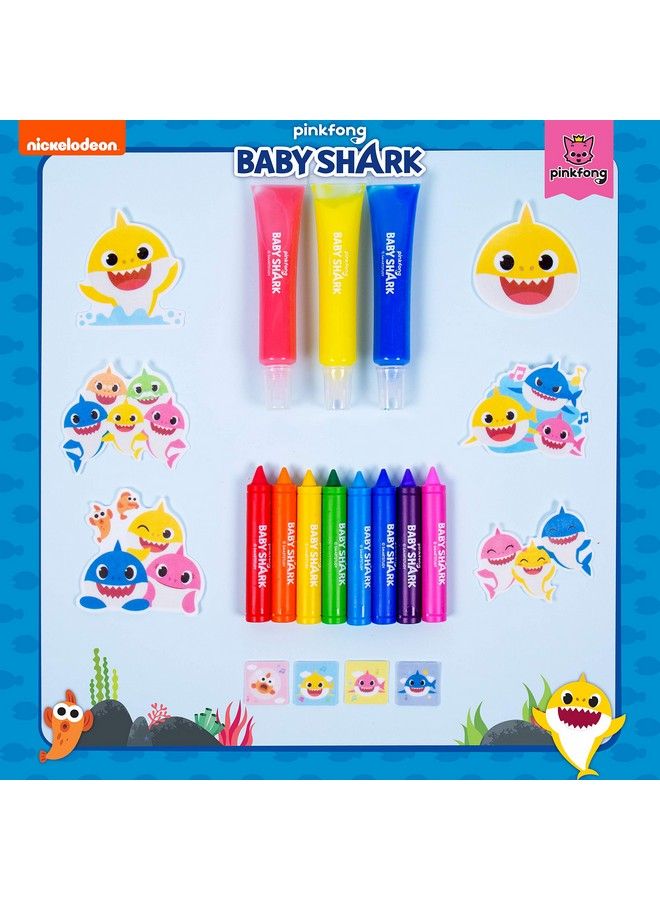 BABY SHARK Bath Art Creations Play Set For Kids & Toddlers Draw Washable Artwork During Bathtime Or Shower Time Dissolvable & Washable Paints Crayons & Stickers For Kids Ages 3 4 5 6 - Image 3