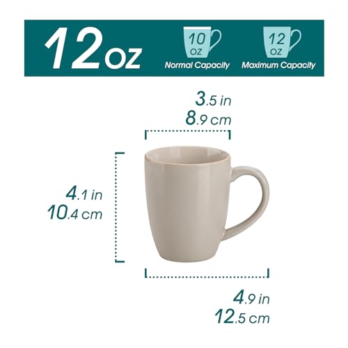 vancasso PLAYA Ceramic Coffee Mug Set of 6, 12 Oz Tea Cups with Handle for Latte, Tea, Cappuccino, Milk, Cocoa, Microwave&Dishwasher Safe, Grey - Image 2