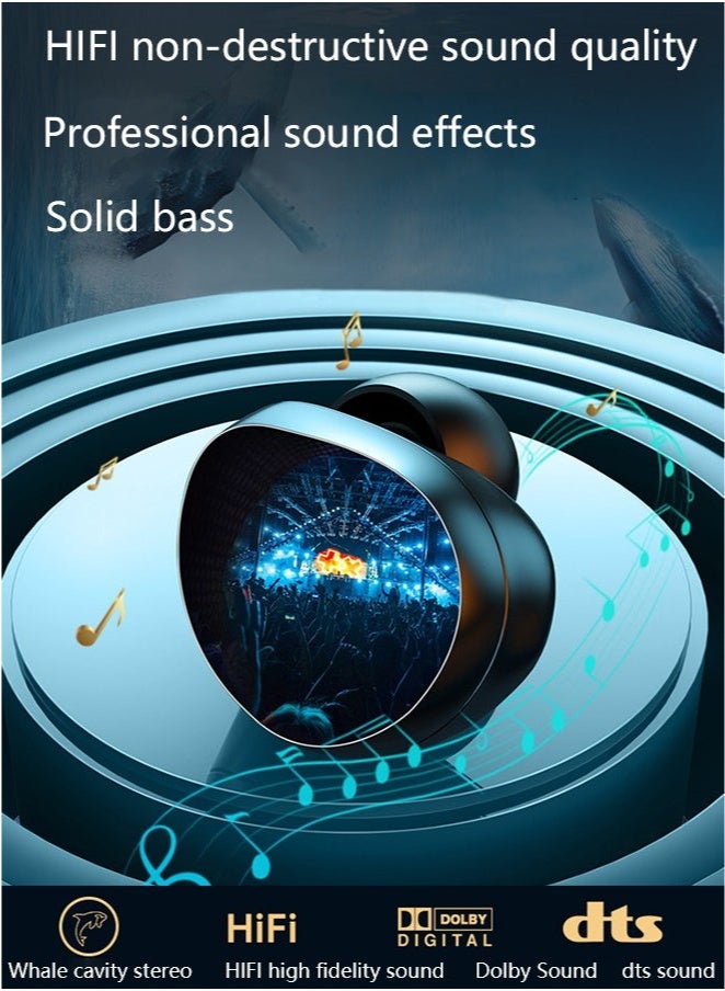 True Wireless Earbuds, HiFi Stereo Ear Buds, Bluetooth 5.4 Ultra-fast Connection In-Ear Earphone with Magnetic 2000mAh Charging Case,Type-c Cltra-fast Charging In-ear Music Headset Built in Mic for Clear Voice Call, Active Noise Cancellation Headphone,Waterproof and Anti-sweat,Black - Image 2