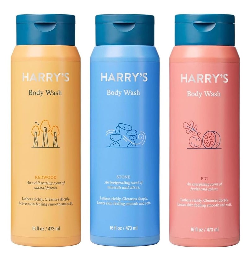 Harrys Mens Body Wash Shower Gel Variety  Stone Fig Redwood Pack of 3