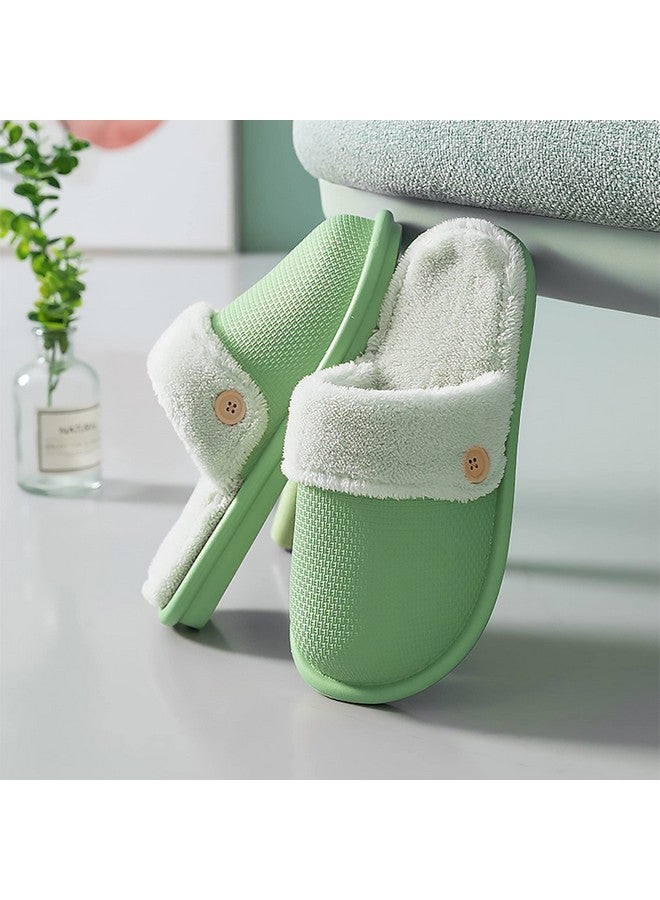 VRITRAZ Unisex Thick EVA Winter Lightweight and Warm Fur Slippers, Removable and Washable, Waterproof Slippers (UK-8, Green) - Image 2