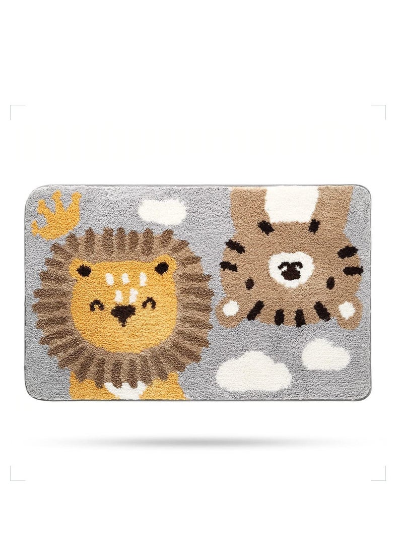 XiuWoo Cute Bathroom Rug Mat Extra Soft Absorbent Bath Non-Slip Comfortable Carpet for Tub Shower Room Machine Wash Dry 16"x24" Lion Bear - Image 1