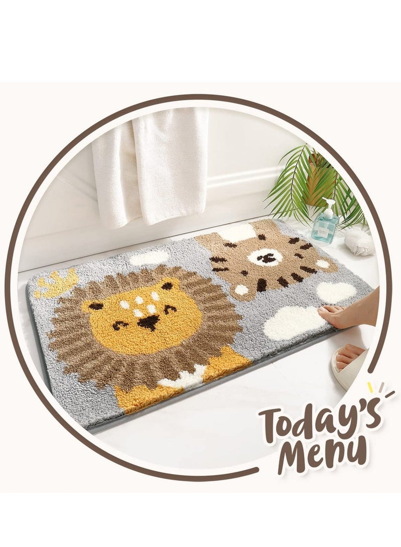 XiuWoo Cute Bathroom Rug Mat Extra Soft Absorbent Bath Non-Slip Comfortable Carpet for Tub Shower Room Machine Wash Dry 16"x24" Lion Bear - Image 2