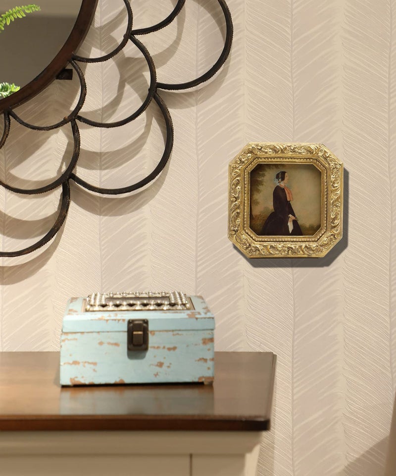 YULINK 3x3 Small Vintage Picture Frame  Mini Antique Ornate Gold Photo Frame  Tiny Retro Octagon frame  for Tabletop and Wall Display  Old Fashioned Photo Gallery Art Decor - Image 4