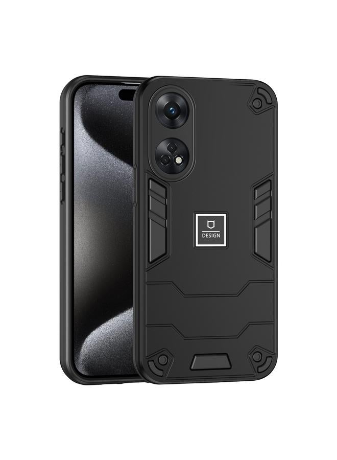 erorex For OPPO Reno8 T 4G 2 in 1 Shockproof Phone Case(Black)