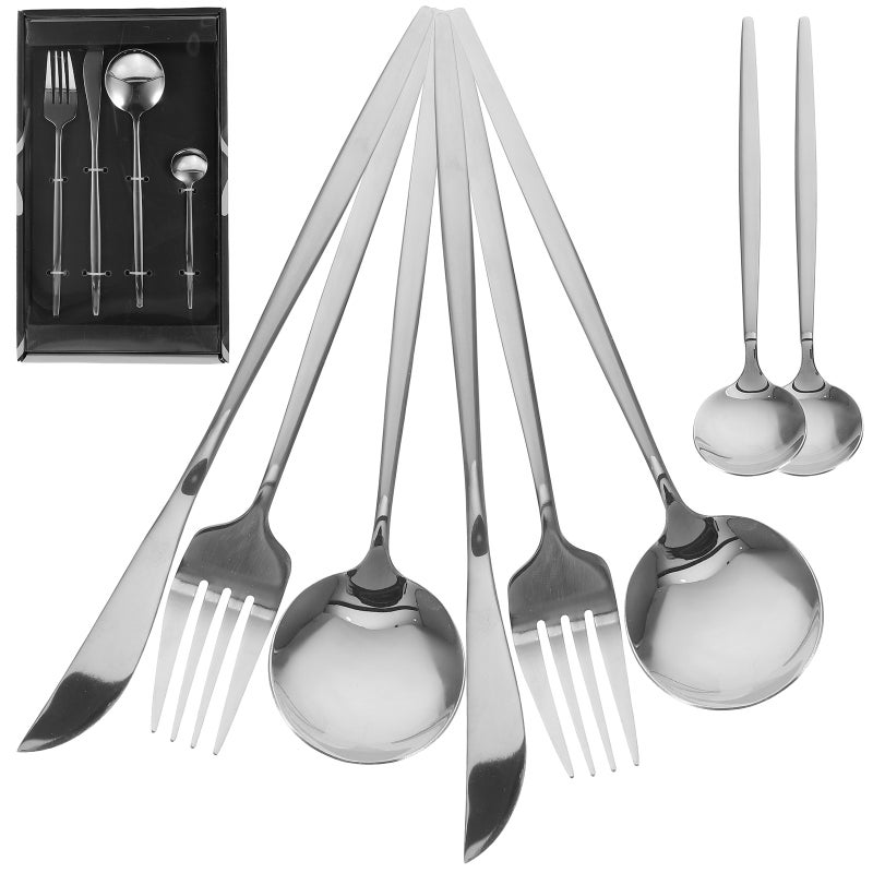 1 Set of Western Dinnerware Silverware Stainless Steel Cutlery Teaspoon for Home Restaurant - Image 1
