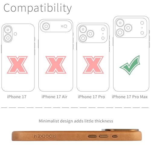 Dockem Genuine Leather Case for iPhone 17 Pro Max Compatible with MagSafe, with Capacitive Camera Control Button (MSGL, Light Brown) - Image 2