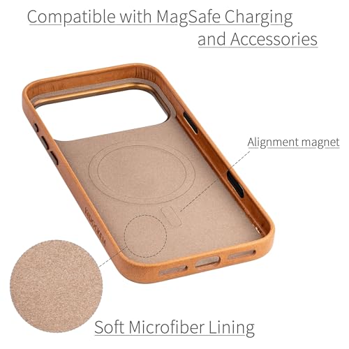 Dockem Genuine Leather Case for iPhone 17 Pro Max Compatible with MagSafe, with Capacitive Camera Control Button (MSGL, Light Brown) - Image 4