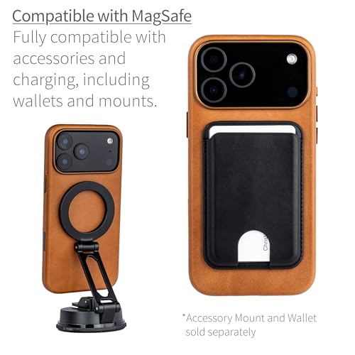 Dockem Genuine Leather Case for iPhone 17 Pro Max Compatible with MagSafe, with Capacitive Camera Control Button (MSGL, Light Brown) - Image 5
