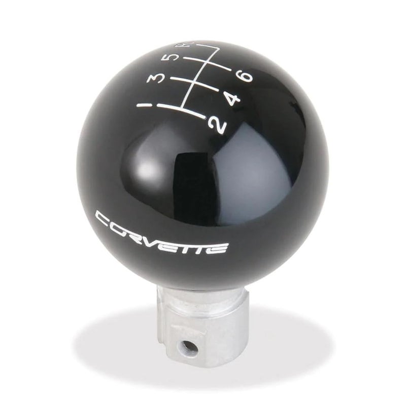 SR1 Performance C6 Corvette Script 6 Speed Shift Knob for 20052013 C6 Z06 ZR1 Grand Sport Black Knob with White Text