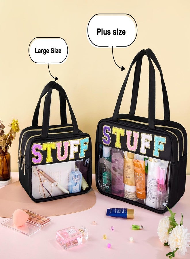 SIMBOOM Clear Letter Makeup Bag, Black, L Size, Clear Bag - Image 2