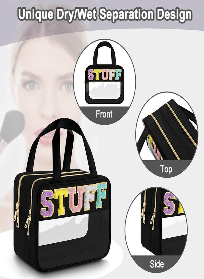 SIMBOOM Clear Letter Makeup Bag, Black, L Size, Clear Bag - Image 4