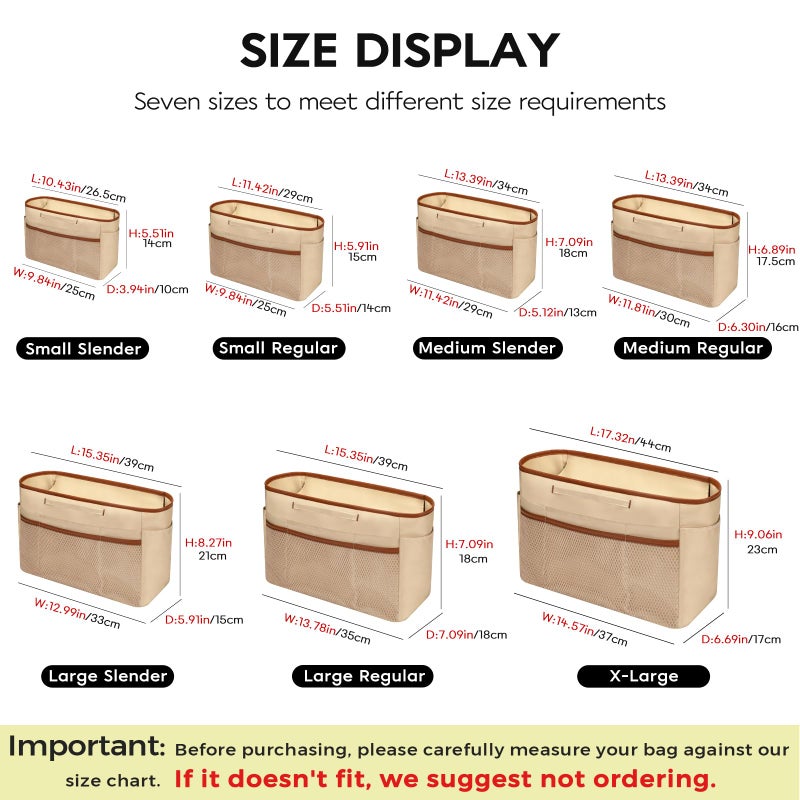 GIVLEFLY Large Purse Organizer Insert for Tote Bag, Lightweight Handbag Organizer with Multiple Pockets, Structured Bag Insert,Beige - Image 2