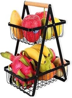 ECASA 2-Tier Fruit Basket Stand Bowl Bread Vegetable for Kitchen Storage Black, 12mn - pzsku/Z1374B7439649F9B2F6D9Z/45/_/1723237291/14515903-57be-4d43-b7a8-9e3cc1728b8f