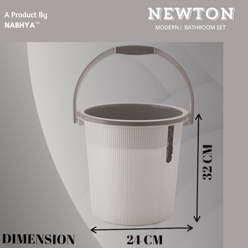 Nabhya Newton Combo of 3 pcs Bathroom Accessories Set Plastic Bathroom Set with 20Ltr Plastic Bucket, Small Mug and Big Stool for Home, Kitchen & Bathroom (Grey) - Image 5