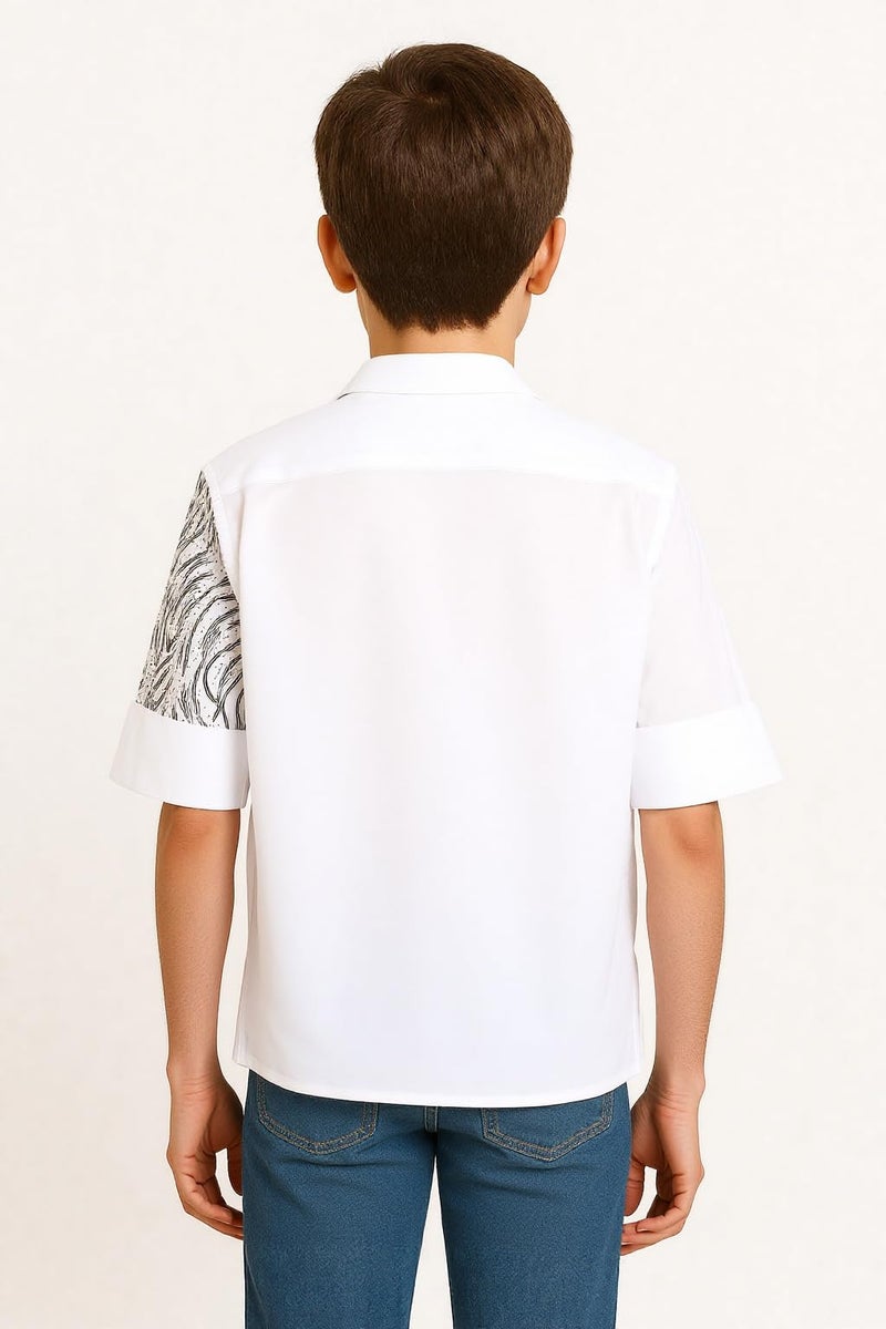 CHARCHIT Boys Regular Fit Plain Full Sleeve Shirt White - Image 2