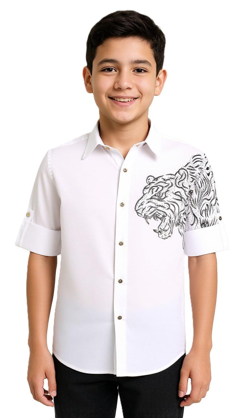 CHARCHIT Boys Regular Fit Plain Full Sleeve Shirt White - Image 1