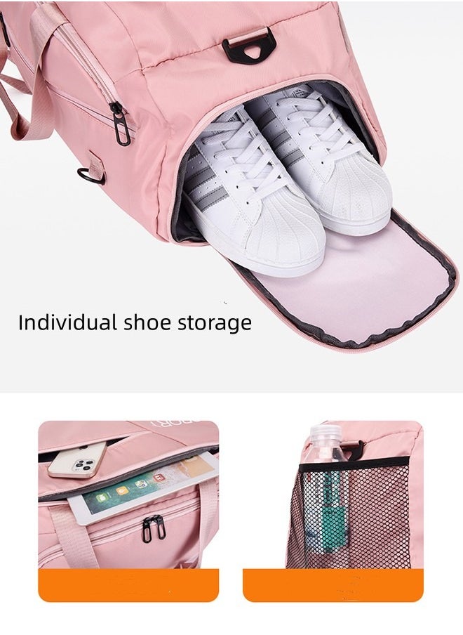 JCB CHIC - حقيبة رياضية للتخييم مع حجرة للأحذية 3 في 1 حقيبة ظهر متعددة الأغراض مع أحزمة كتف ذات جيب سريع الوصول - وردي، للجنسين - Image 1