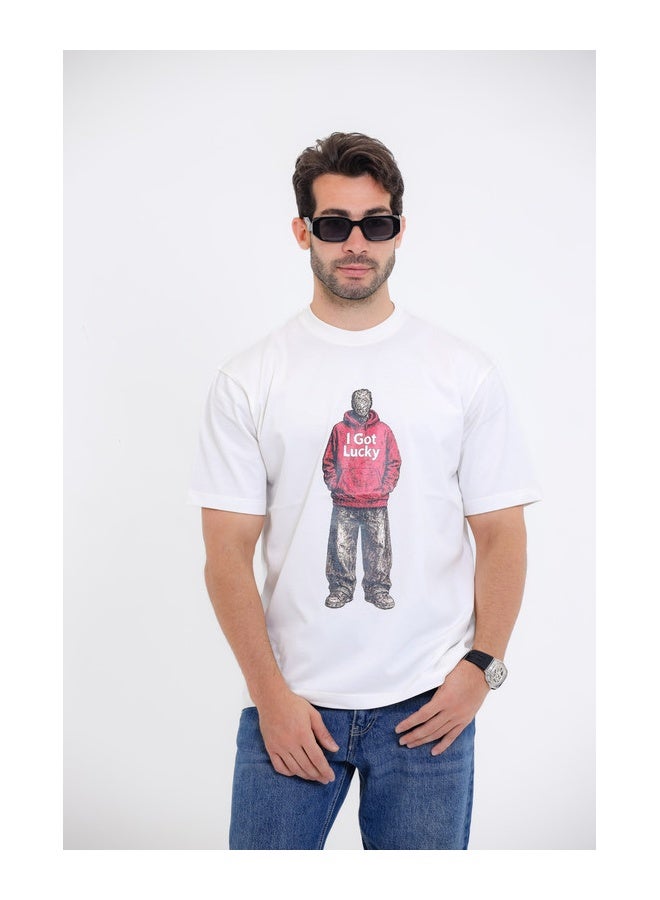 WHITE RABBIT "I Got Lucky" Graphic T-Shirt - Image 1