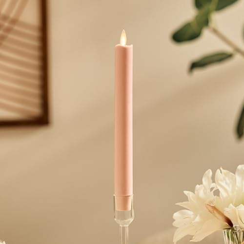Luminara Flameless Candle Taper 1 x 95 Melted Top Real Wax Unscented Remote Ready Timer Dusky Rose - Image 3