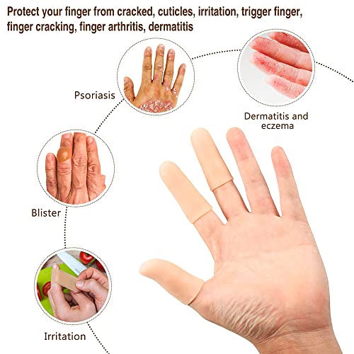 Anzailala Gel Finger Support Protector Gloves, Gel Finger Cots/Covers - Different Sizes Silicone Fingertips For Hands Cracking, Eczema Skin,Finger Trigger (10 Pcs), one_size - Image 2
