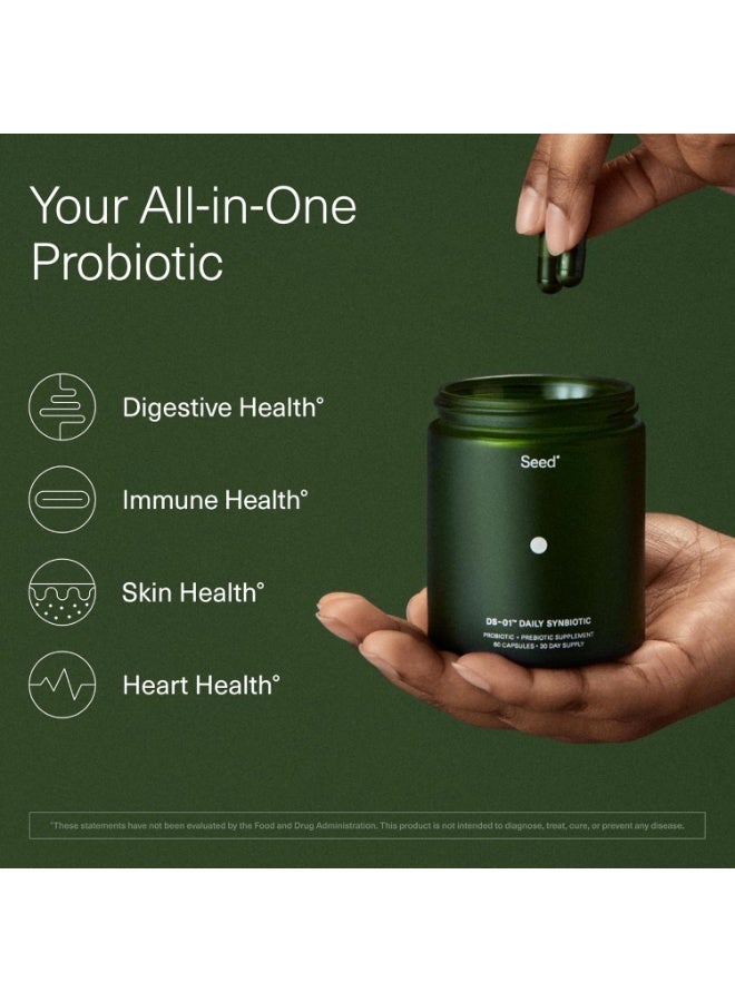 سيد DS-01 سينبيوتيك اليومي - بريبيوتيك وبروبيوتيك للنساء والرجال - صحة الجهاز الهضمي، صحة الأمعاء، دعم المناعة، تخفيف الانتفاخ والإمساك - 60 كبسولة (كمية تكفي 30 يومًا) - Image 2