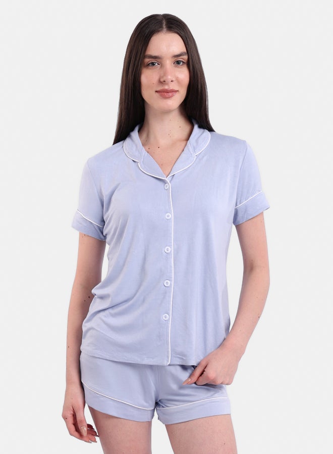 Carina Color Piping Poplin Pyjama Set - Image 1