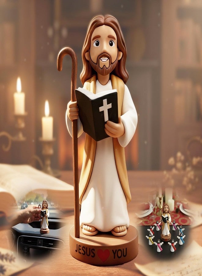 Geyynow 4" Jesus Loves You Figures, Durable Resin for Car Dashboard Action Jesus Figurine for Christ Religious - Image 1