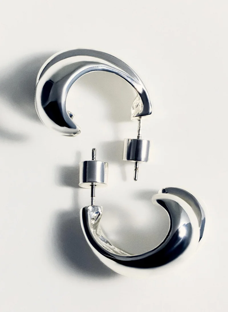 MANGO Intertwined Double Hoop Earrings
