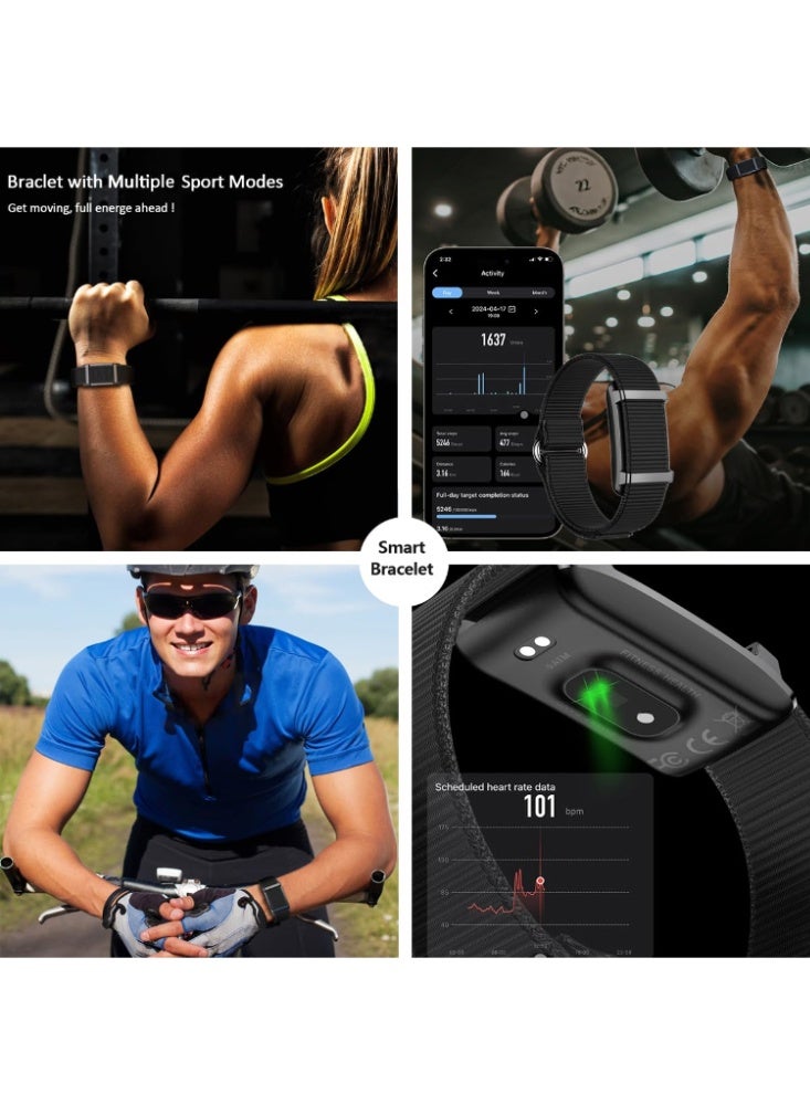 Yesido Smart Bracelet Fitness Tracker Wristband with Heart Rate, Sleep Tracker, Body Temperature & 170+ Sport Modes with 2 Bands Black - Image 2