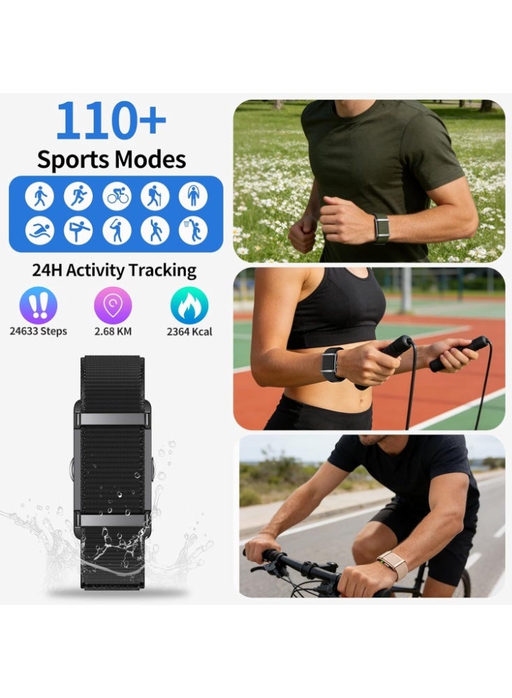 Yesido Smart Bracelet Fitness Tracker Wristband with Heart Rate, Sleep Tracker, Body Temperature & 170+ Sport Modes with 2 Bands Black - Image 5