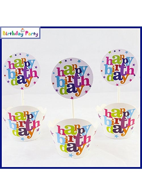 Funcart Funcart Happy Birthday Theme Cup Cake Wrapper 