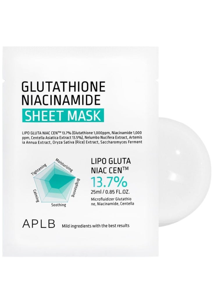 APLB Glutathione Niacinamide Brightening Sheet Mask 10pcs – Radiance Boost, Even Tone & Hydration for Glowing Skin - Image 1