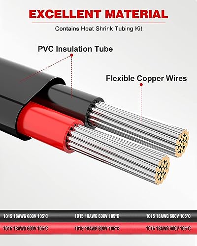 NAOEVO 18 Gauge Wire 2 Conductor Electrical Wire, 18 AWG Stranded PVC Cord, 12V Low Voltage/Tinned Copper/Flexible Cable for Automotive Wiring, Lamp Cord, Marine Cable (100FT) - Image 2
