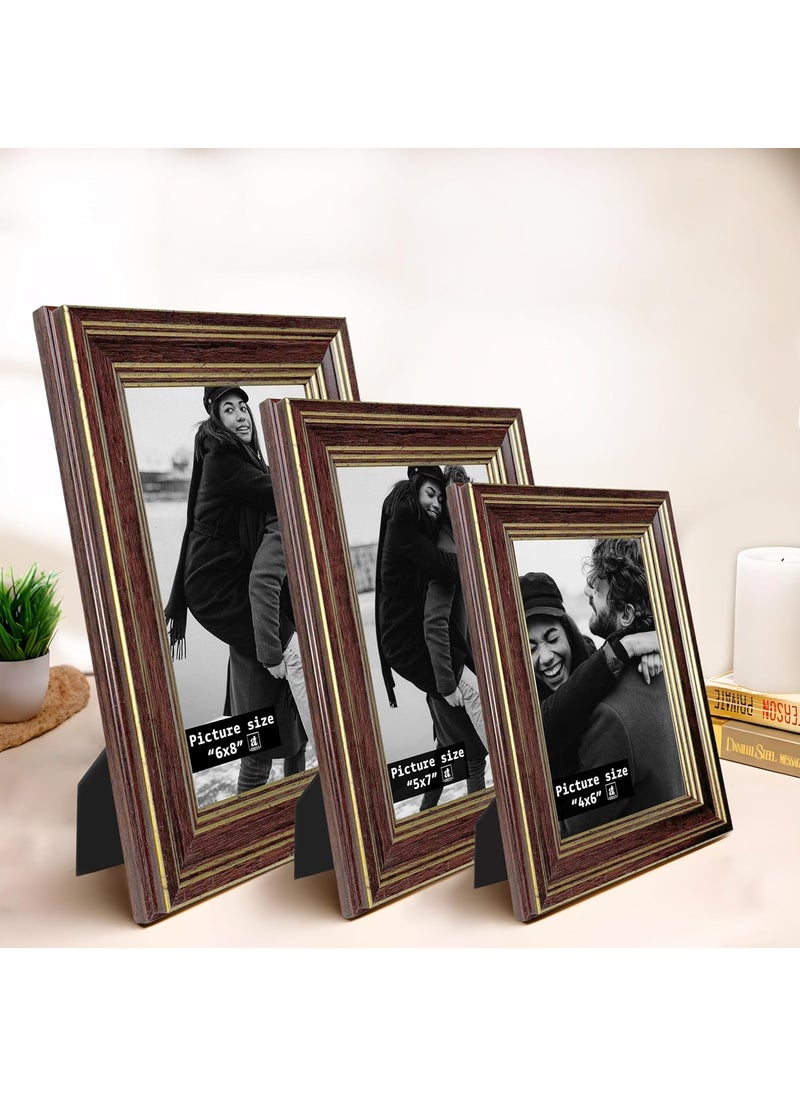 Art Street Art Street Premium 3D Picture Frames For Wall Decoration, Wooden Photo Frames For Home Décor, Bedroom & Living Room Designing (Crown Brown, Size 4x6, 5x7 & 6x8 inch)  - Image 1