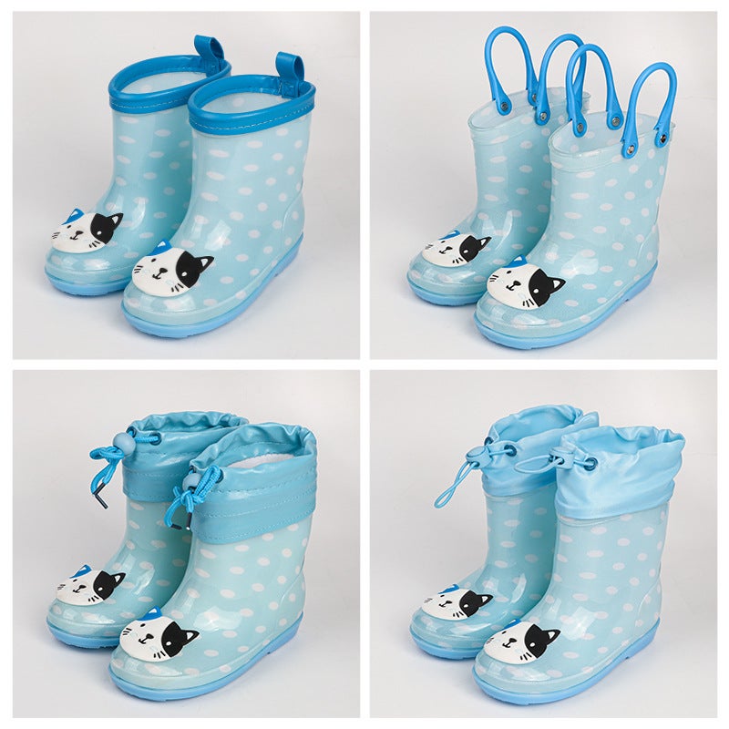 Export Creative Flower Cloth Cartoon Children Rain Shoes Boots Water Sleeve Rubber Shoes Non-Slip Soft Bottom Light A Generation Of Hair - Image 4
