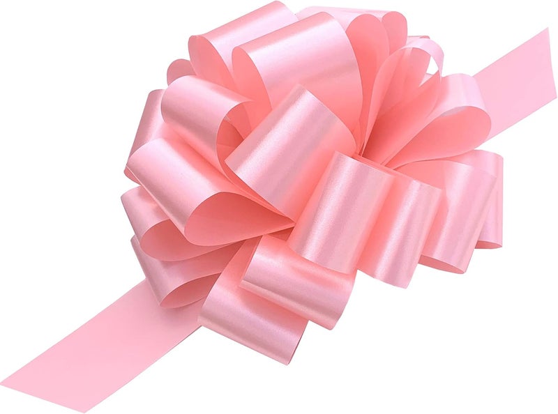 GiftWrap Etc. Large Rose Petal Pink Ribbon Pull Bows - 9" Wide, Set of 6, Breast Cancer Awareness, Christmas, Valentine's Day, Baby Shower, Gift Bows, Gender Reveal, Birthday, Presents, Easter - Image 1