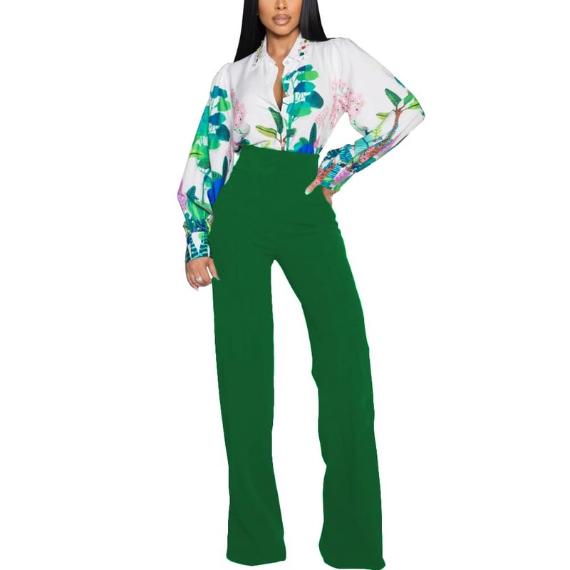 PINSV Women's High Waisted Stretchy Bootcut Pull On Dress Pants Casual Work Pants Green S - Image 2