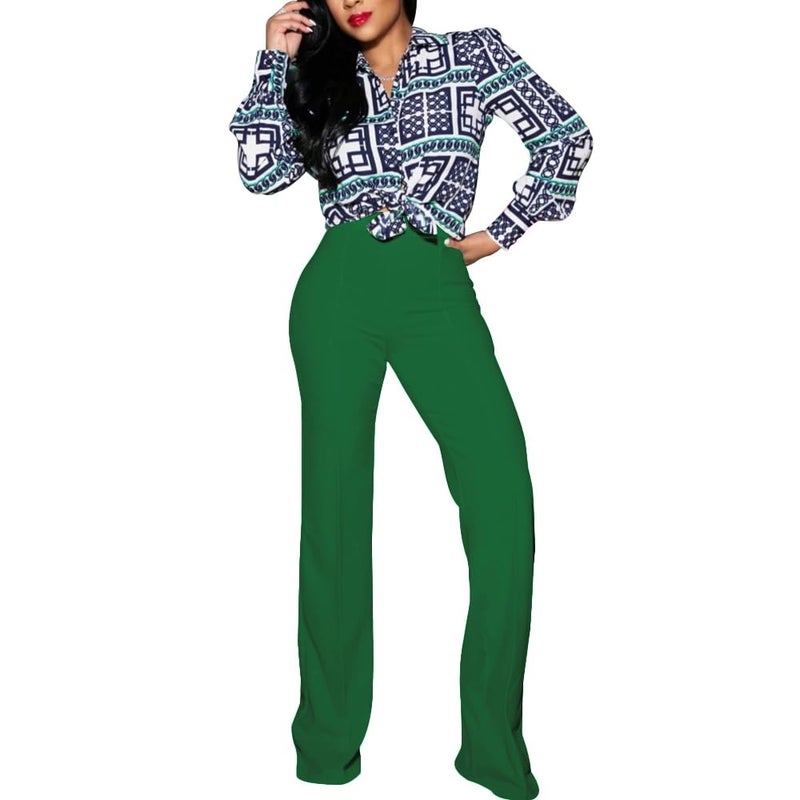 PINSV Women's High Waisted Stretchy Bootcut Pull On Dress Pants Casual Work Pants Green S - Image 3