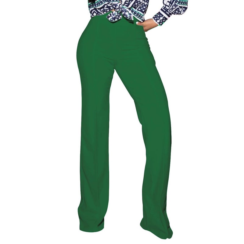 PINSV Women's High Waisted Stretchy Bootcut Pull On Dress Pants Casual Work Pants Green S - Image 1