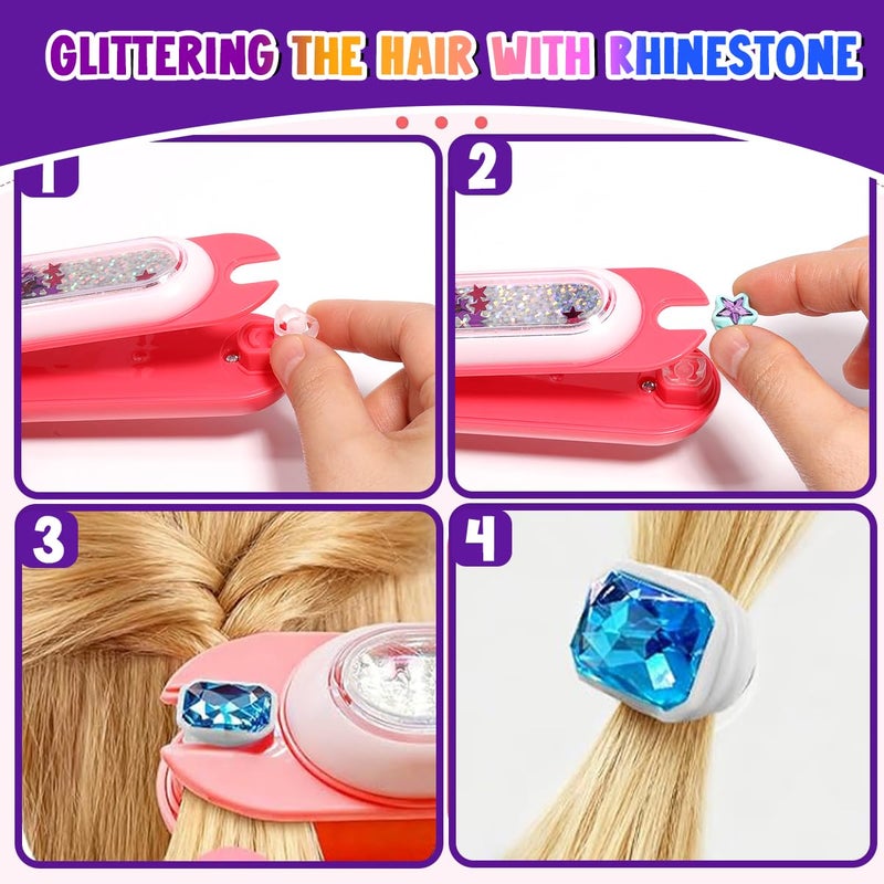 AICase Hair Gem Stamper Kit,Kpop Bling Hair Jewels for Girls Toys or Kpop Demon Hunters Cosplay,Hair Styling Tool with Reusable Shining Diamonds,Birthday Gifts Toys for Girls Ages 3 4 5 6 8-12 - Image 5