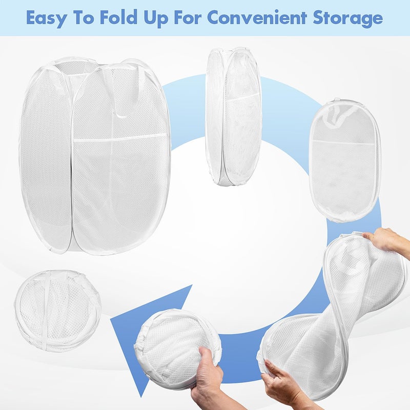 Ducoo Pop Up Laundry Hamper  14.6 X 14.6 X 22.5 In  Mesh  Foldable  White - Image 5