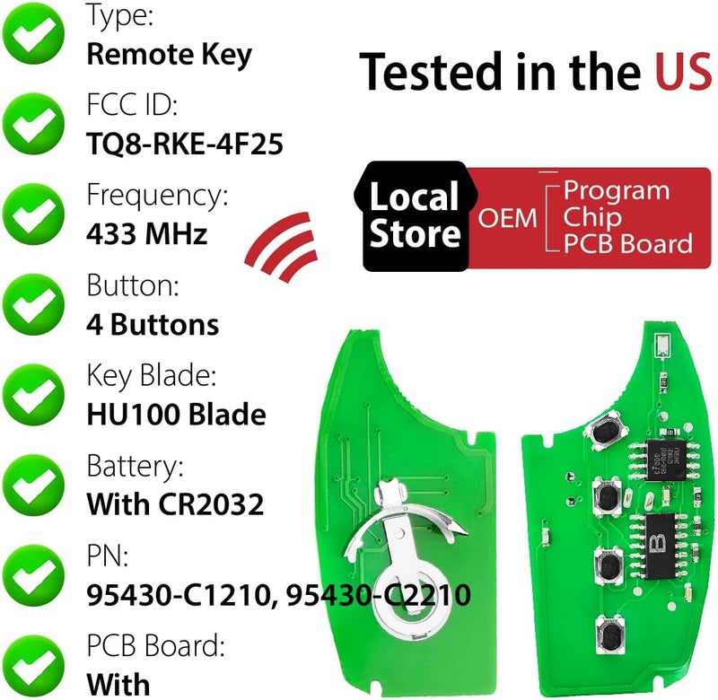 Keylessbest Replacement Key Fob for 2017-2020 Hyundai Sonata - 4 Buttons, 433MHz - Image 4