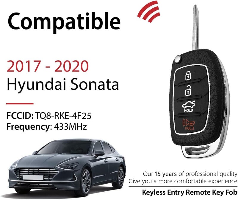 Keylessbest Replacement Key Fob for 2017-2020 Hyundai Sonata - 4 Buttons, 433MHz - Image 2