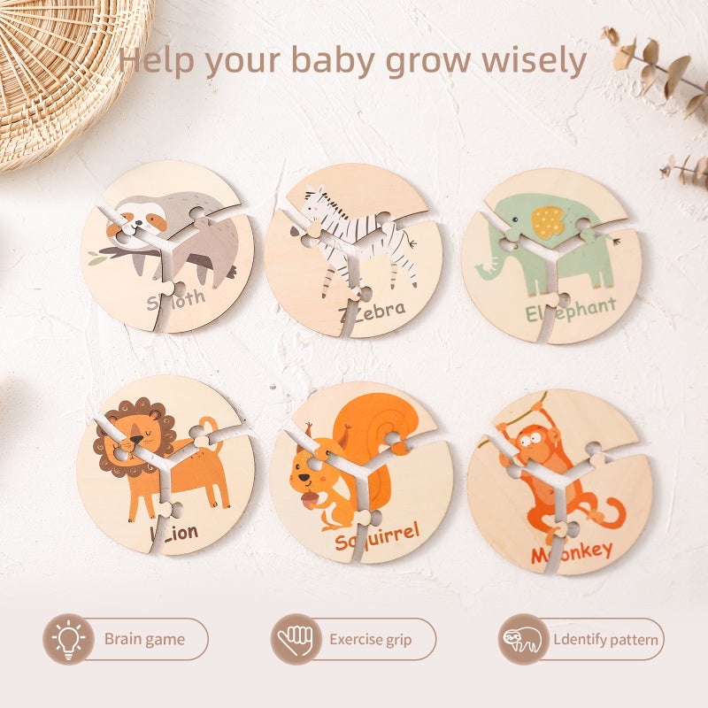 Children'S Early Education Wooden Cognitive Animal Matching Puzzle English Word Vegetable Puzzle Toy - Image 4