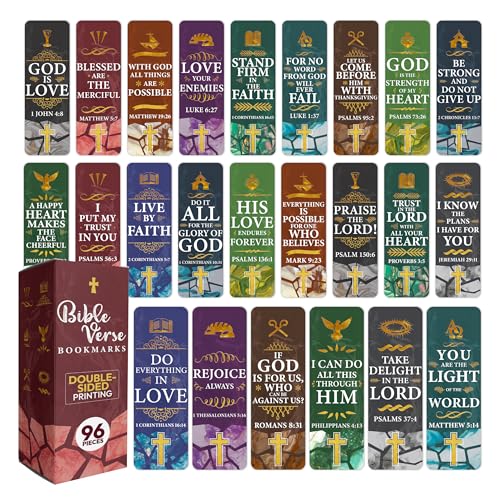 Only Zest 96 Bible Bookmark Pack with Bible Verses – Multiple Designs – Inspirational Christian Bookmarks for Women & Men – Bible Book Markers for Classroom, Bible Study, Church Supplies - Image 1
