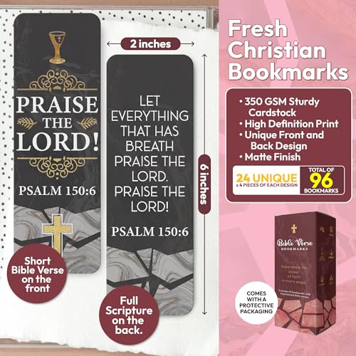 Only Zest 96 Bible Bookmark Pack with Bible Verses – Multiple Designs – Inspirational Christian Bookmarks for Women & Men – Bible Book Markers for Classroom, Bible Study, Church Supplies - Image 2