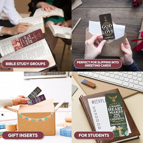 Only Zest 96 Bible Bookmark Pack with Bible Verses – Multiple Designs – Inspirational Christian Bookmarks for Women & Men – Bible Book Markers for Classroom, Bible Study, Church Supplies - Image 3