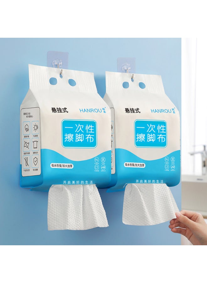 منشفة تنظيف القدمين التي يمكن التخلص منها، قماش كسول معلق ماص لزيادة سماكة منشفة غسيل القدمين، مصنعون بالجملة - المواصفات: 20*15 سميكة، عبوتان بخطافات (إجمالي 400 جرام) - Image 1