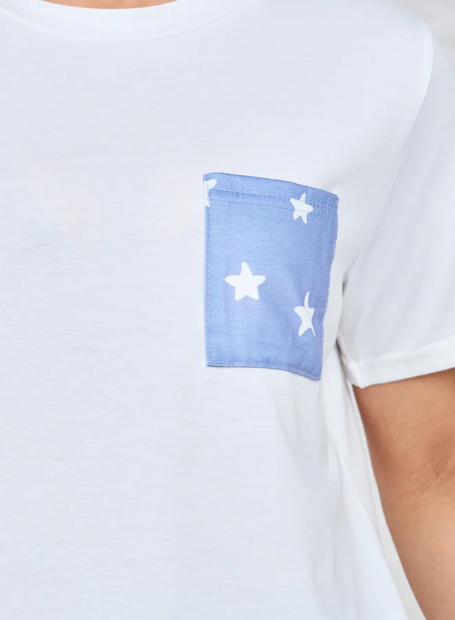 Styli Styli Ditsy Star Print Pocket T-Shirt and Pyjama Set